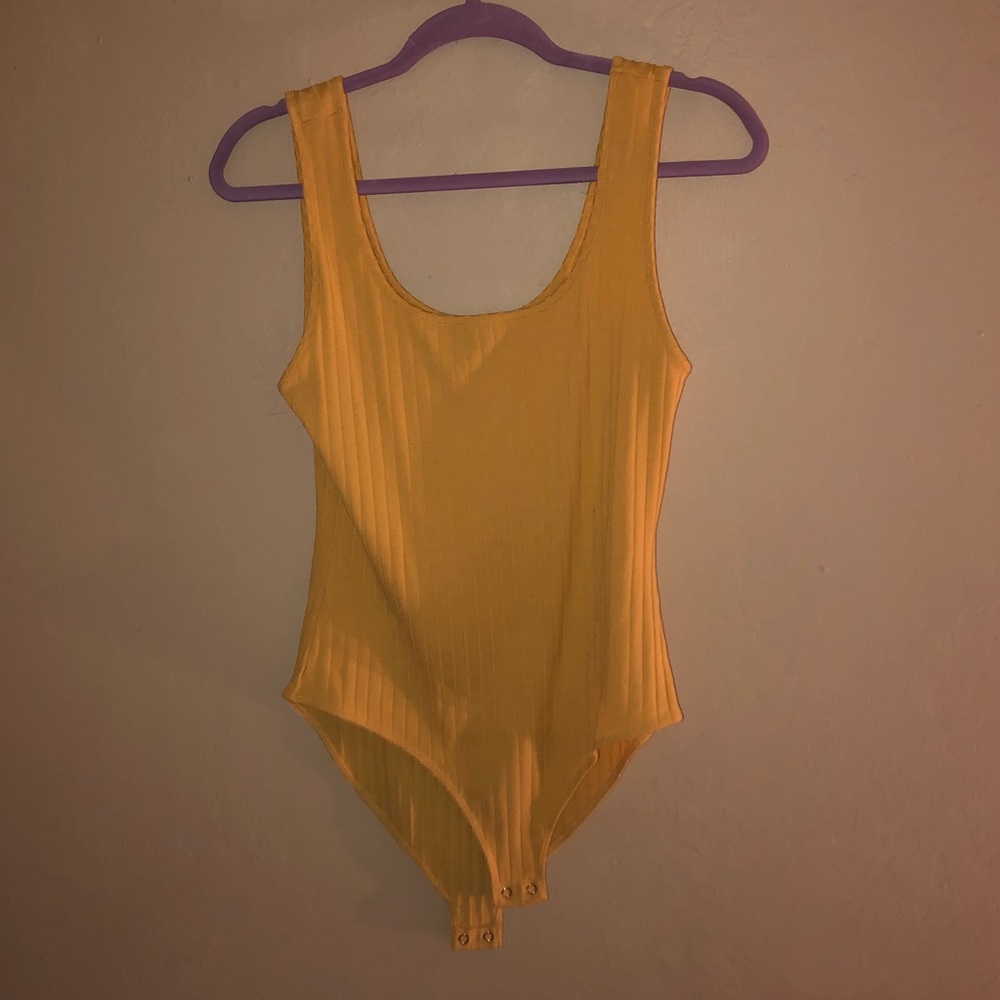 Forever 21 Ribbed Canary Yellow Tank Bodysuit